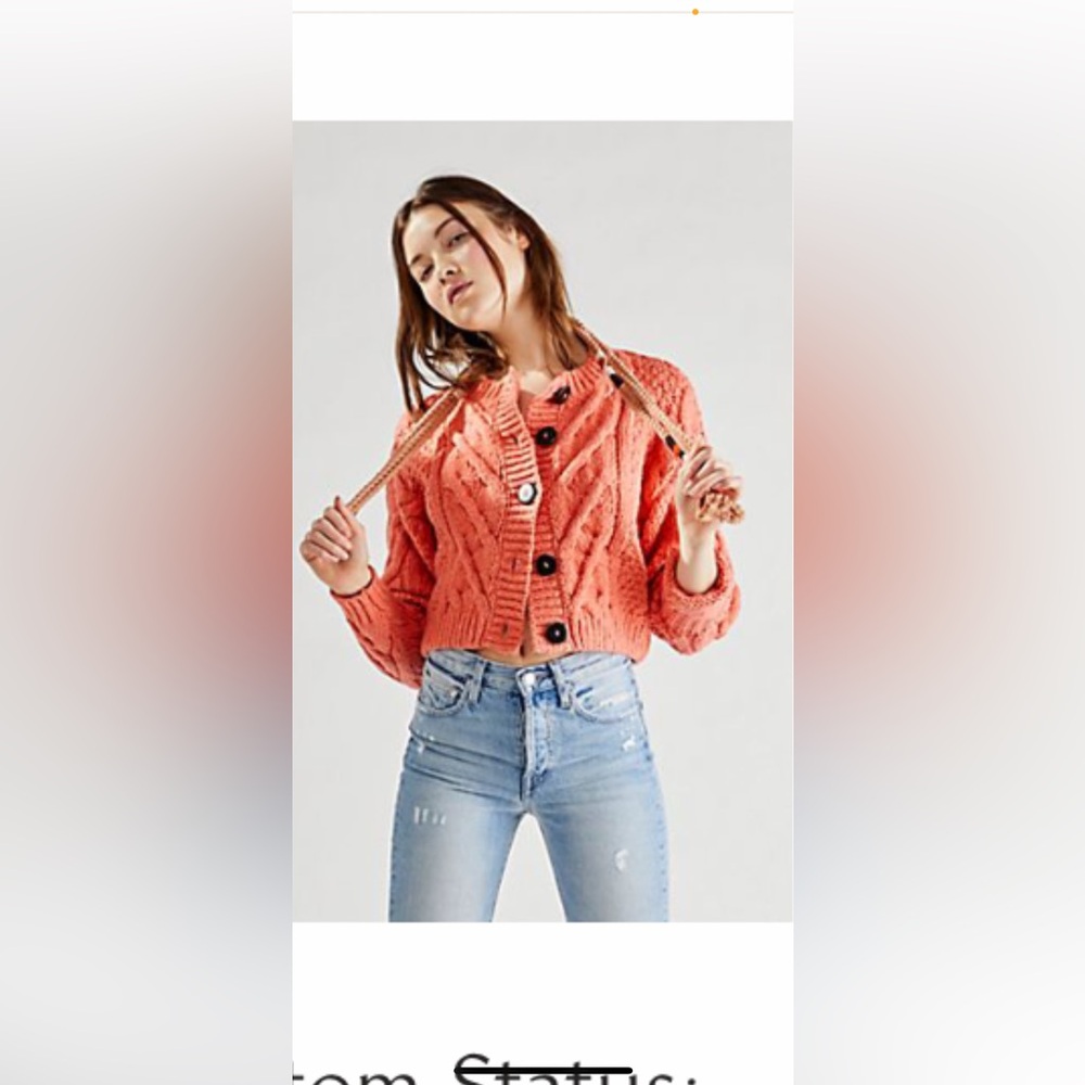 FREE PEOPLE NWT Bonfire Cardi MEDIUM sweater in watermelon